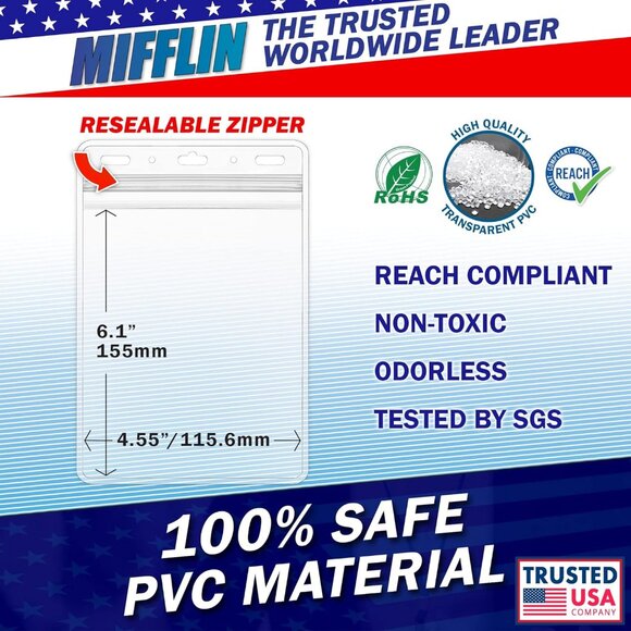 Mifflin USA Passport & Card Holders Clear 4x6 inch 10 Pack Extra Large XXL - Picture 3 of 4